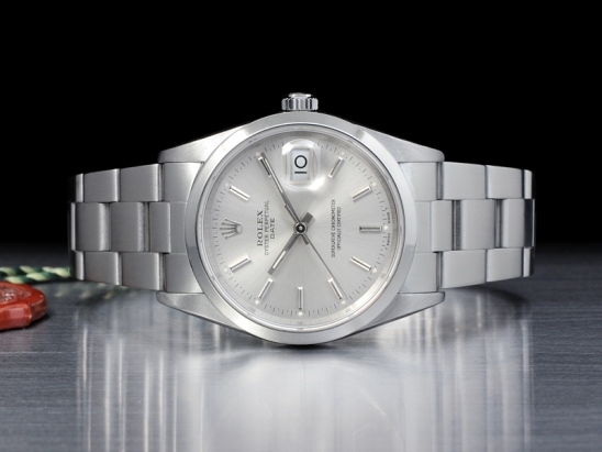 Rolex Date 34 Argento Oyster Silver Lining   Watch  15200
